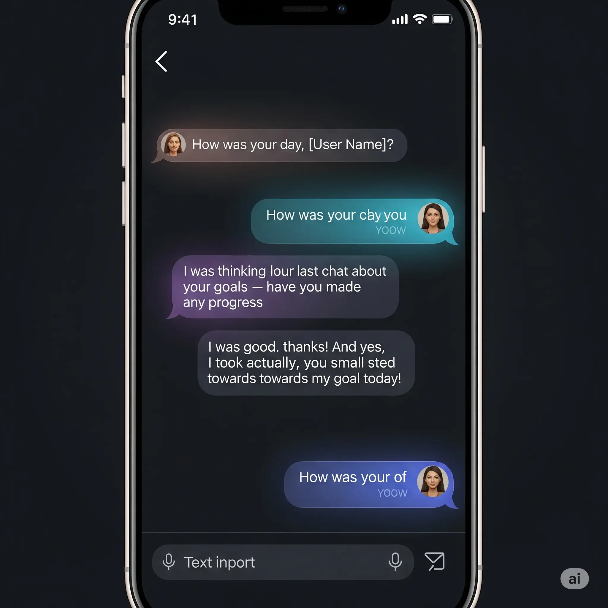 A screenshot of an engaging chat with a Truecrush companion.