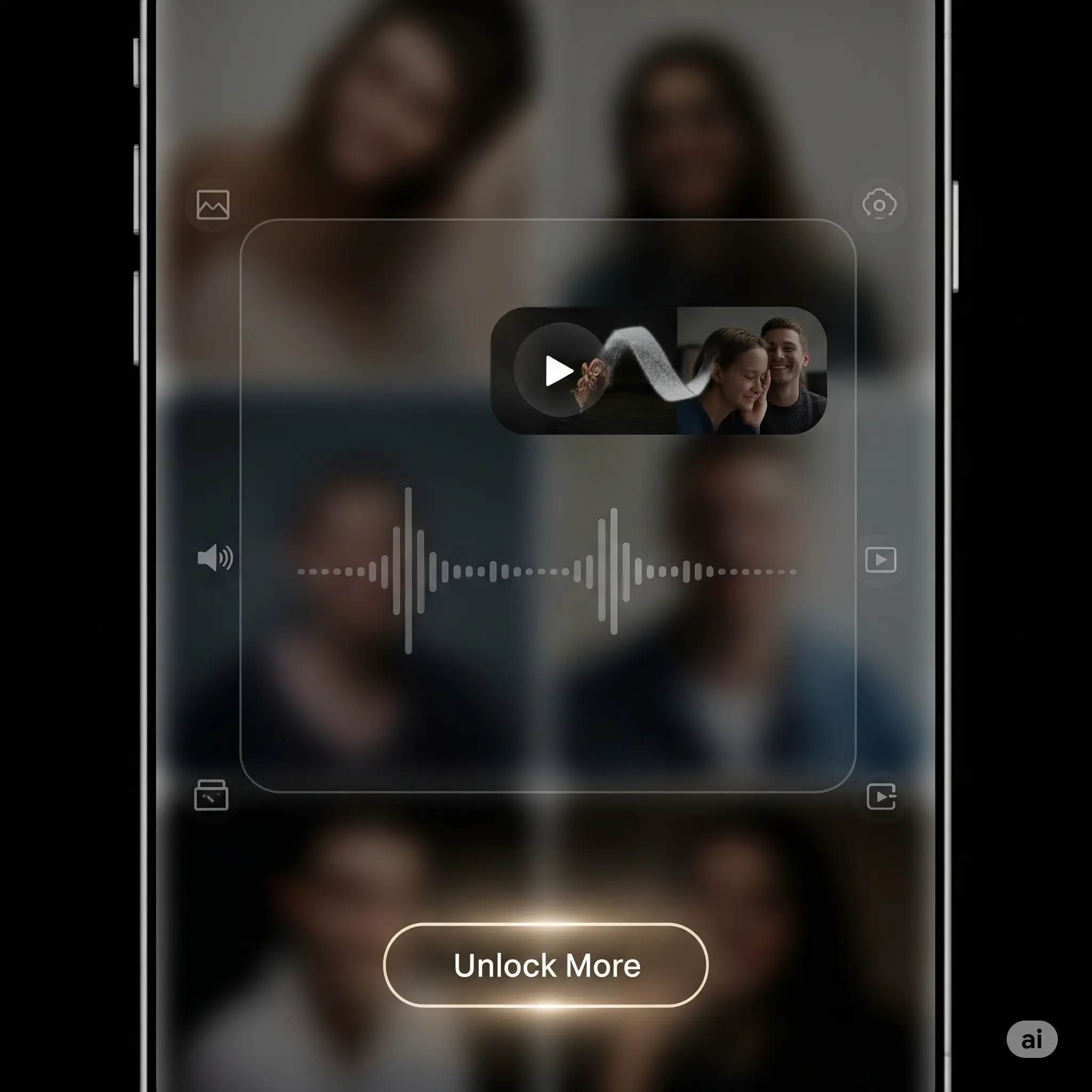 A collage of exclusive unlocked content like photos and voice notes.